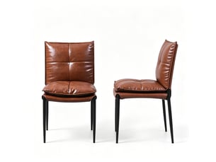 Chaises de salle à manger lot de 4 dossier ergonomique  - pieds antidérapants simili cuir noir et brun
