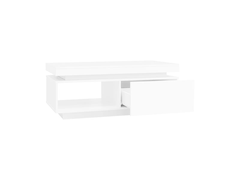  Ensemble meuble tv blanc, meuble tv et table basse, finition brillante, rangement mural pour salon  - Conforama E