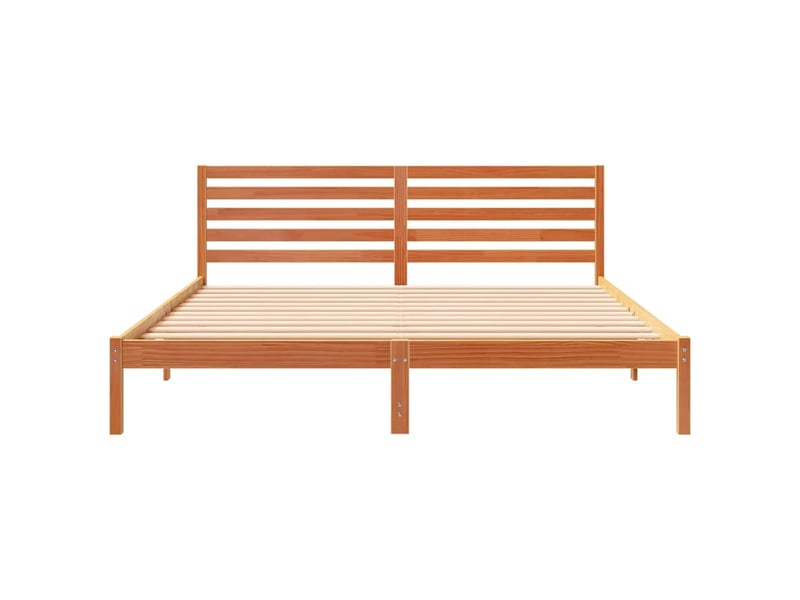 Lit double- lit adulte -  cadre de lit avec tête de lit brun  200 x 200 cm pin massif  - Conforama D