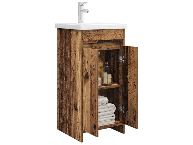 Meuble de salle de bain avec évier bois ancien shl29 - Conforama C