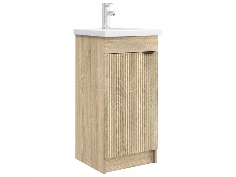  Meuble salle de bain avec évier, meuble de rangement chêne sonoma shl8320  - Conforama A
