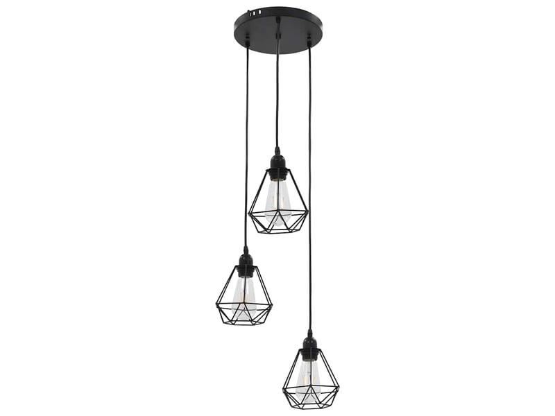  Plafonnier, lampe plafond avec design de diamant noir 3 ampoules e27  - Conforama C