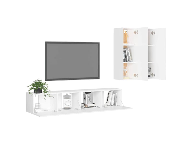  Ensemble de meubles tv 4 pcs blanc bois d'ingénierie shl79917  - Conforama C