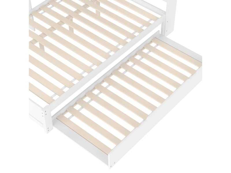  Lit banquette 140x200 blanc avec lit gigogne 90x190 et prises usb intégrées  - Conforama D