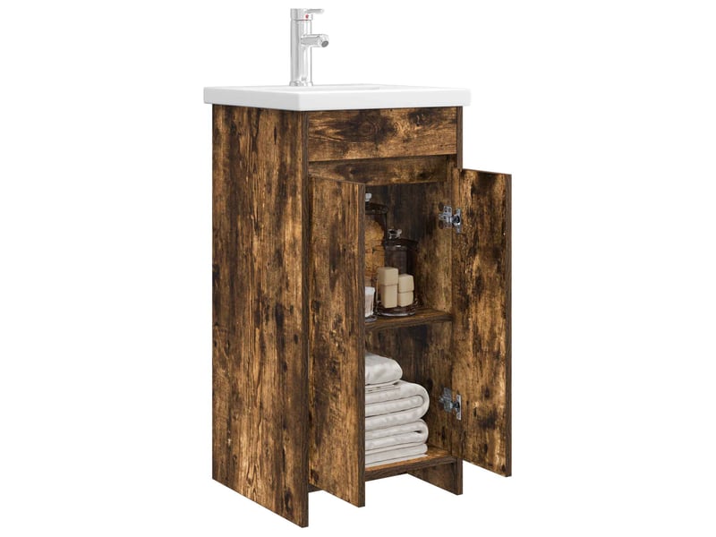  Meuble de salle de bain avec évier chêne fumé 42x40x84.5 cm shl9144  - Conforama C