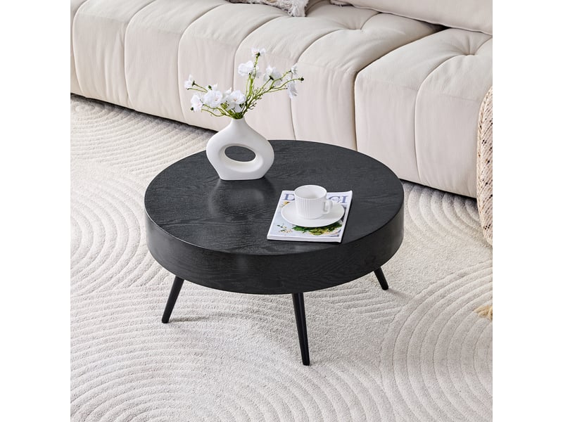  Table basse rond 70×70×35.5 cm, mdf et métal, noir Fay Lum - Conforama B