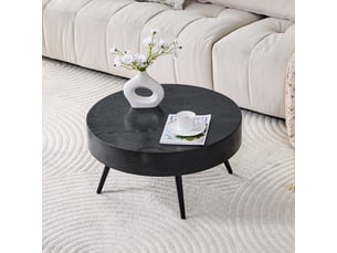 Table basse rond 70×70×35.5 cm, mdf et métal, noir