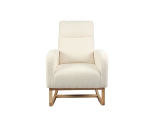 Fauteuil à bascule - 75x63x104 cm - chaise à bascule ergonomique en tissu teddy avec pochette - blanc