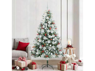 Sapin de noël artificiel, arbre de noël vert et blanc 210 cm shl1112