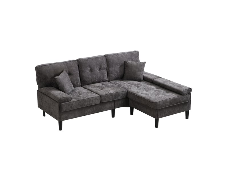 Canapé d'angle modulable 3 places avec pouf gris 195 cm homvra - Conforama A
