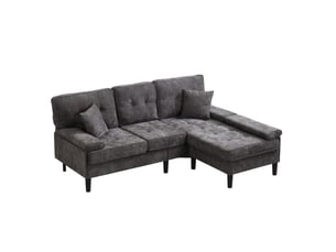 Canapé d'angle modulable 3 places avec pouf gris 195 cm homvra