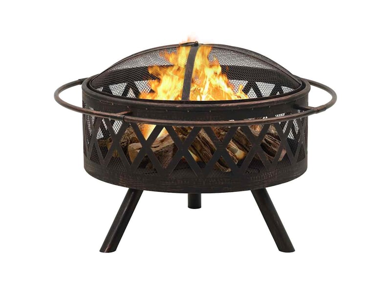  Brasero exterieur, foyer camping rustique avec tisonnier 76 cm xxl acier  - Conforama C