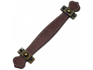 Paquet de 2 poignées en cuir marron 128 mm pour tiroir, style vintage, pour valise, armoire ou meuble, avec vis.