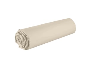 Drap housse 140x190 bonnet 35cm 100% coton grège - vitalia