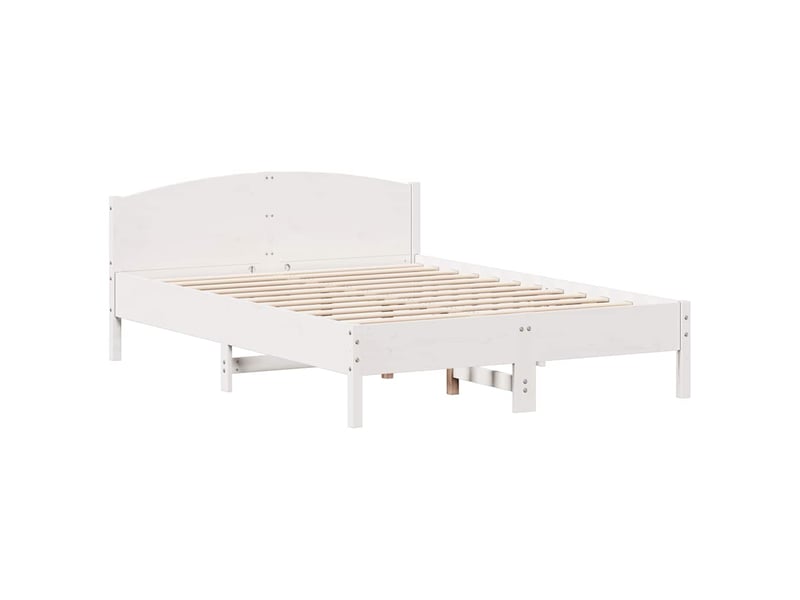  Lit double- lit adulte -  cadre de lit sans matelas blanc 150x200 cm bois de pin massif  - Conforama B