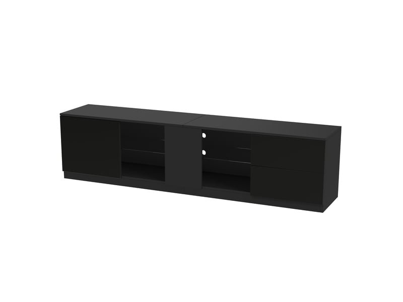  Meuble tv - 160x40x52 cm - noir - éclairage led 16 couleurs - mdf + verre trempé  - Conforama W
