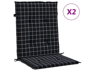 Lot de 2 coussins de dossier,  coussins de dos, tissu oxford noir et blanc cf59450