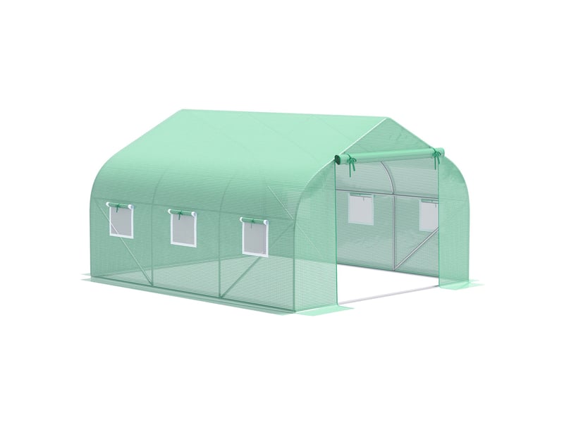 Serre de jardin 350x300x200 cm toit à deux pentes métal vert foncé - Conforama A