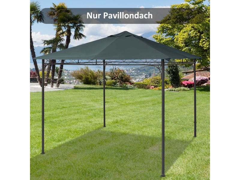Parasol 0x0m, toile de rechange pour parasol, polyester, gris foncé, protection solaire jardin et terrasse - Conforama C