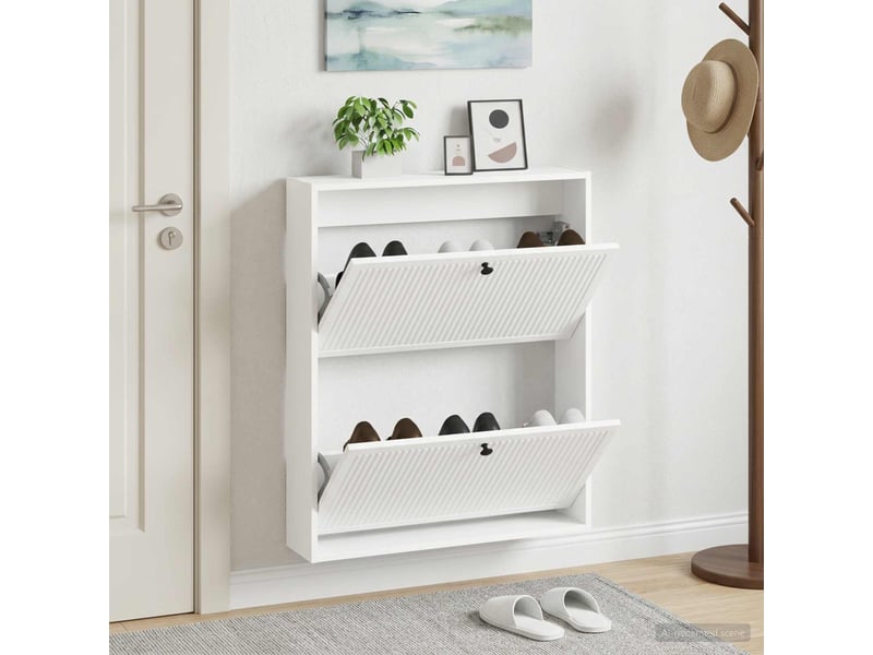  Meuble à chaussures mural, armoire à chaussures ede 71x17x86 cm blanc  - Conforama B