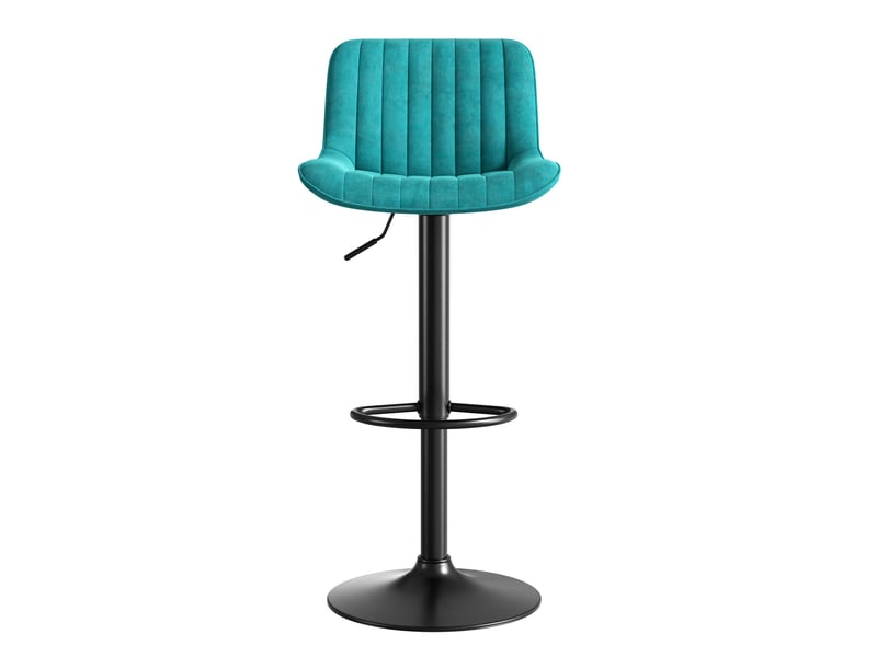  Lot de 4 tabourets de bar réglables 47 x 46 cm bleu en velours, pivotants à 360 degrés, style moderne  - Conforama A
