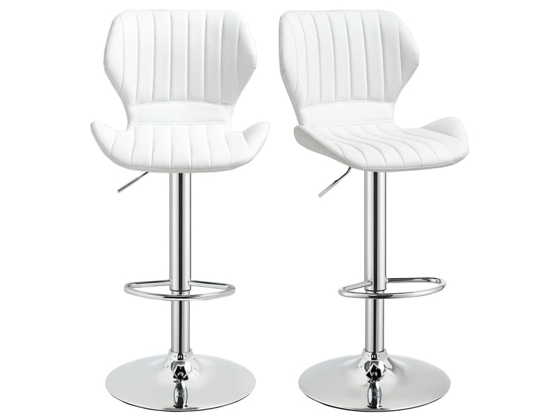  Lot de 2 tabourets de bar pivotants pour cuisine, en similicuir avec dossier et structure en métal, 47 x 51,5 x 92-114 cm, blanc  - Conforama B