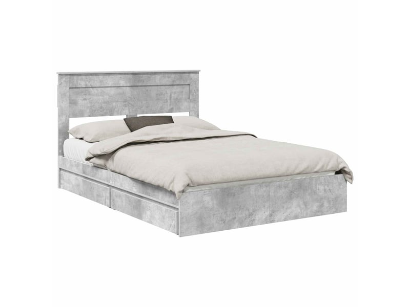 Lit double- lit adulte - lit de rangement gris béton 150 x 200 cm bois d'ingénierie - Conforama A