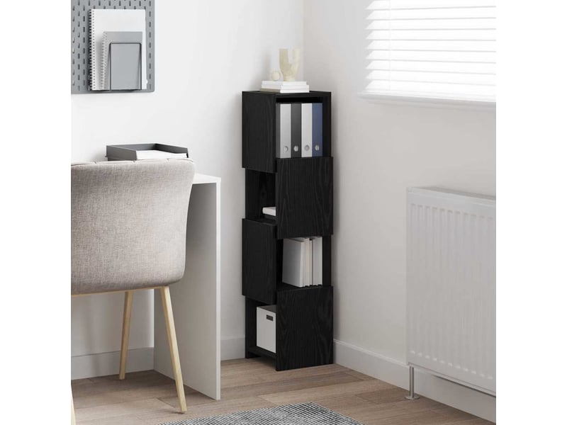  Meuble d'angle, meuble de rangement salon 25,5x25x102cm bois d'ingénierie chêne noir  - Conforama D