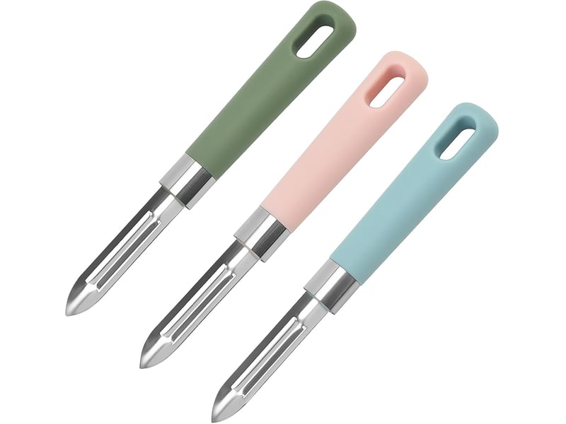  Lot de 3 éplucheurs de fruits, éplucheur multifonction en acier inoxydable, poignée ergonomique pour légumes, pommes de terre  - Conforama A