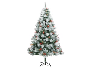 Sapin de noël artificiel, arbre de noël avec pommes de pin et baies 240 cm shl8541