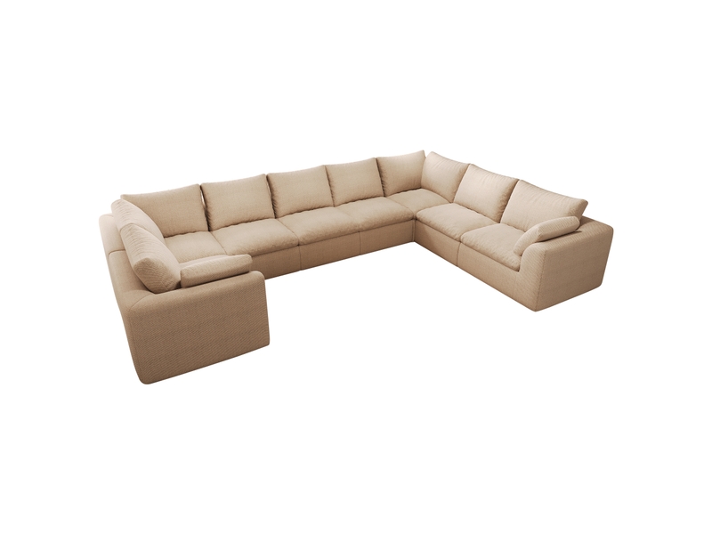 Canapé d'angle 8 places 375x245 cm - mousse haute élasticité - tissu - salon moderne - kaki - Conforama D
