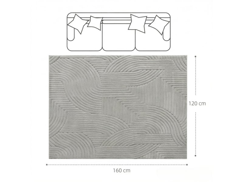  Tapis de salon 160 × 120 cm à poils longs, épais, doux, antidérapant, motif géométrique  - Conforama C