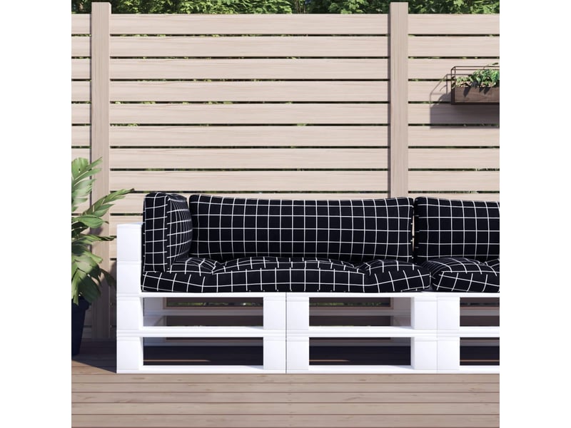  Lot de 3 coussins de palette, coussins de canapé motif à carreaux noir tissu oxford cf59681  - Conforama B