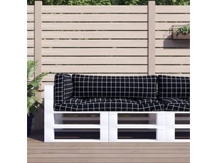 Lot de 3 coussins de palette, coussins de canapé motif à carreaux noir tissu oxford cf59681