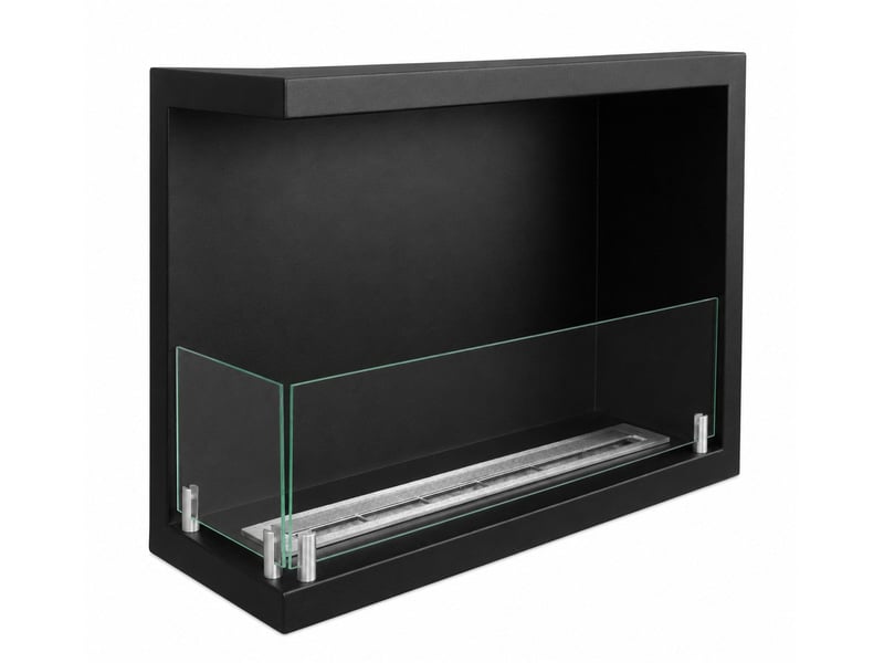  Sutri 60 - cheminée d'angle gauche encastrable au bioéthanol 60x45x22,4 cm avec brûleur en acier de 1,5 litre  - Conforama E