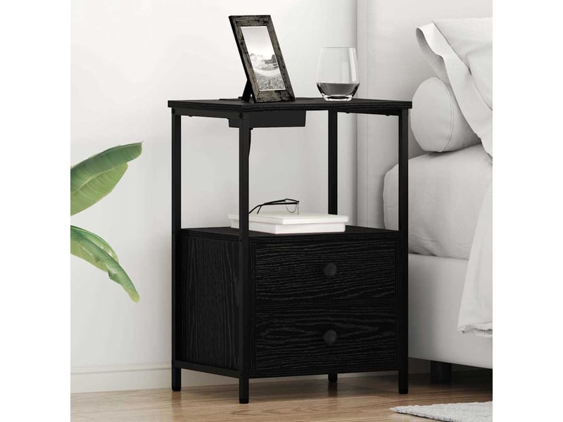  Table de chevet avec tiroir 2 pièces chêne noir 40 x 31 x 60 cm  - Conforama B