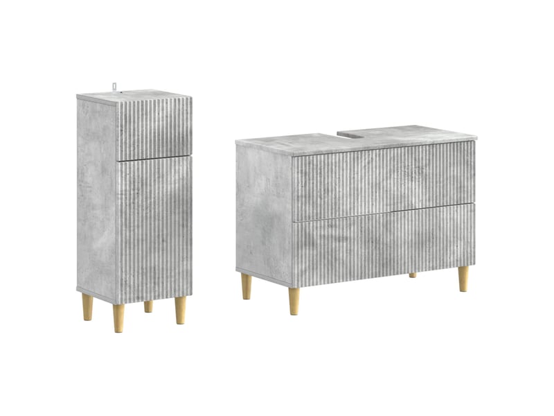  Ensemble de 2 meubles de salle de bain arnhem gris béton cf63073  - Conforama A