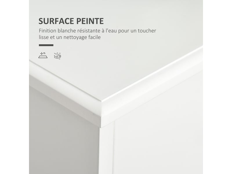  Meuble micro-ondes, buffet cuisine, armoire de rangement, pour cuisine, blanc, salle à manger 90 x 40 x 82 cm verre trempé et bois  - Conforama R