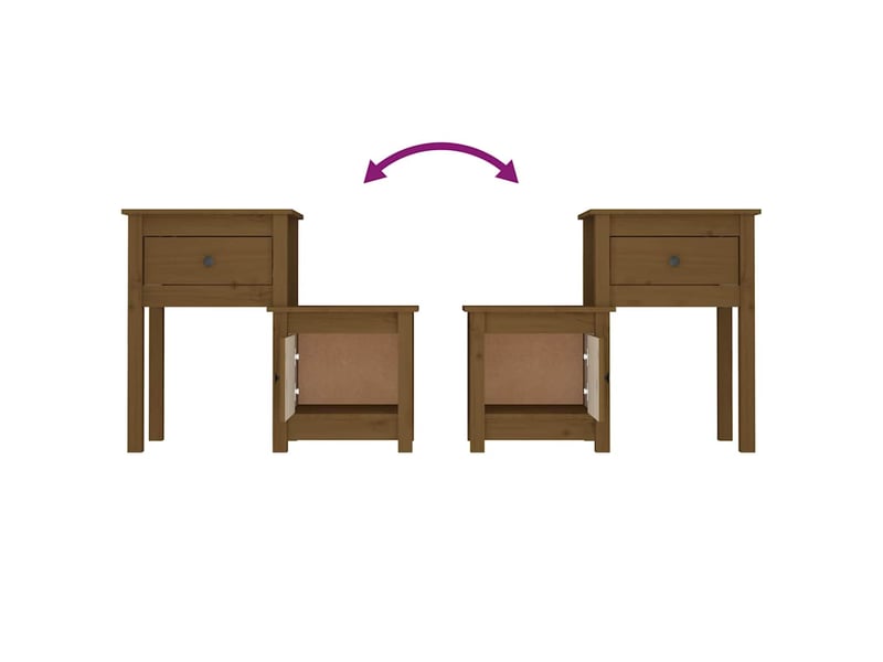 Lot de 2 tables de chevet - cabinet de chevet - table de nuit marron miel 79,5x38x65,5 cm pin solide  - Conforama E