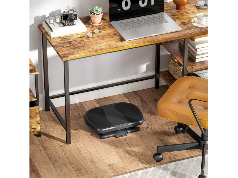  Repose pieds de bureau 45 x 34 cm gris en plastique, 3 hauteurs réglables pour home office et bureau  - Conforama D