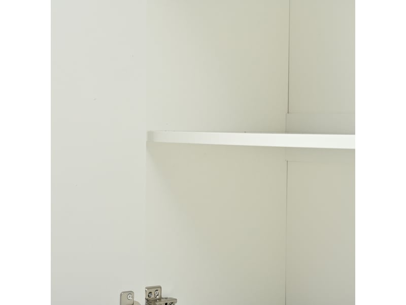  Buffet moderne 160x37x75,5 cm, meuble bas avec 4 portes blanches et pieds noirs, idéal pour petit espace salon  - Conforama R