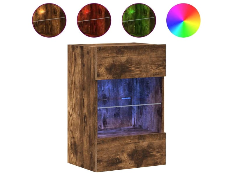  Meubles muraux avec lumières led pour tv 2 pcs chêne fumé 40x30x60,5 cm  - Conforama E