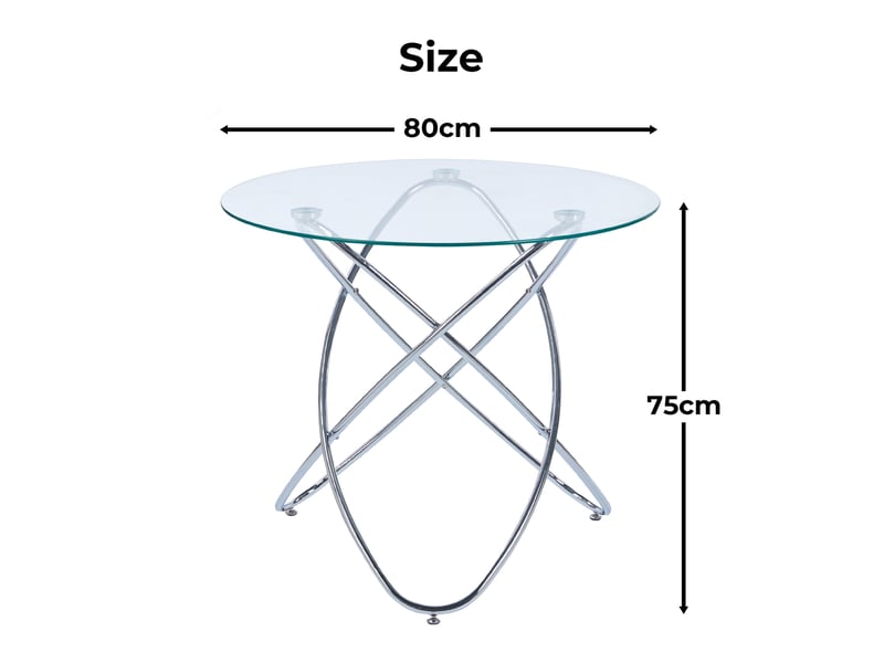  Table à manger ronde 80x80x75 cm en verre trempé et métal chromé  - Conforama C