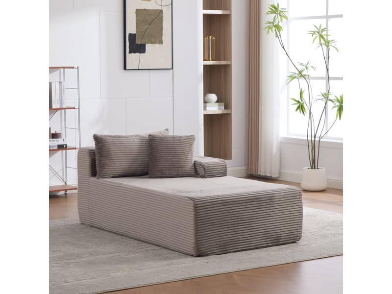 Méridienne canapé salon gris tissu chenille moderne fonction chaise longue confortable - Conforama B