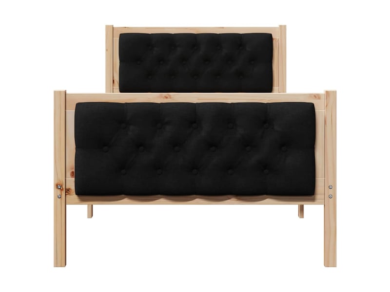  Lit simple- lit adulte -  cadre de lit avec tête de lit noir 90 x 190 cm pin massif  - Conforama D