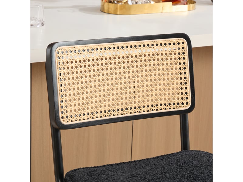  Lot de 2 tabourets de bar en tissu chenille noir, pieds en métal W5171P479848 - Conforama E