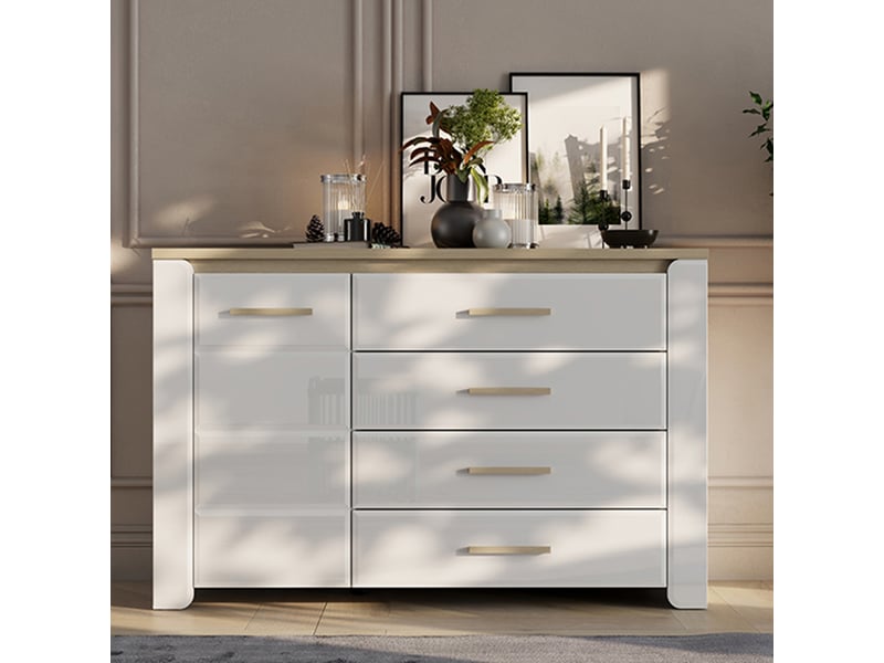  Buffet bicheno, 2 étagères, 135x40x88h cm blanc mat Bicheno - Conforama B