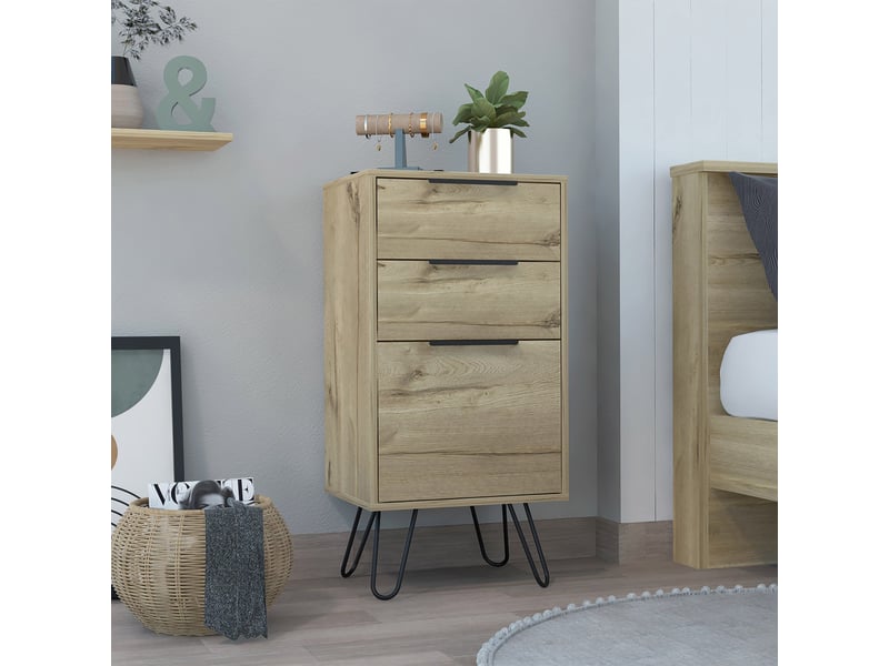  Commode augusta de 45 cm avec 3 tiroirs, chêne sable  - Conforama B