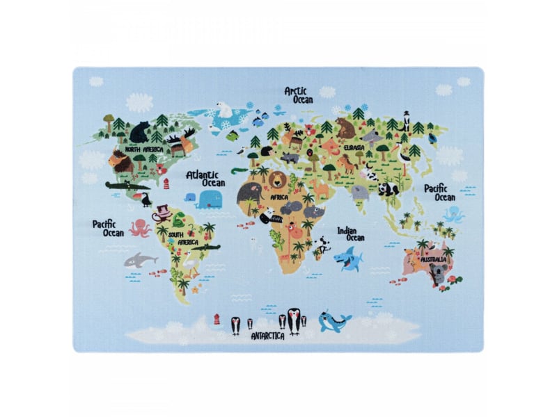 Carte du monde - tapis enfant lavable bleu 120 x 170 cm PLAY1201702917BLUE - Conforama A