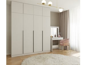 Senso 4d - armoire haute avec rehausse - portes, étagères - 200x250x56,5 cm - beige cachemire